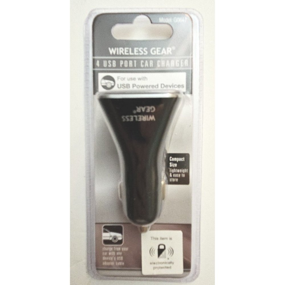 Wireless Gear 4 USB Port Car Charger G0647  Compact Design 3 x 1.5 inch